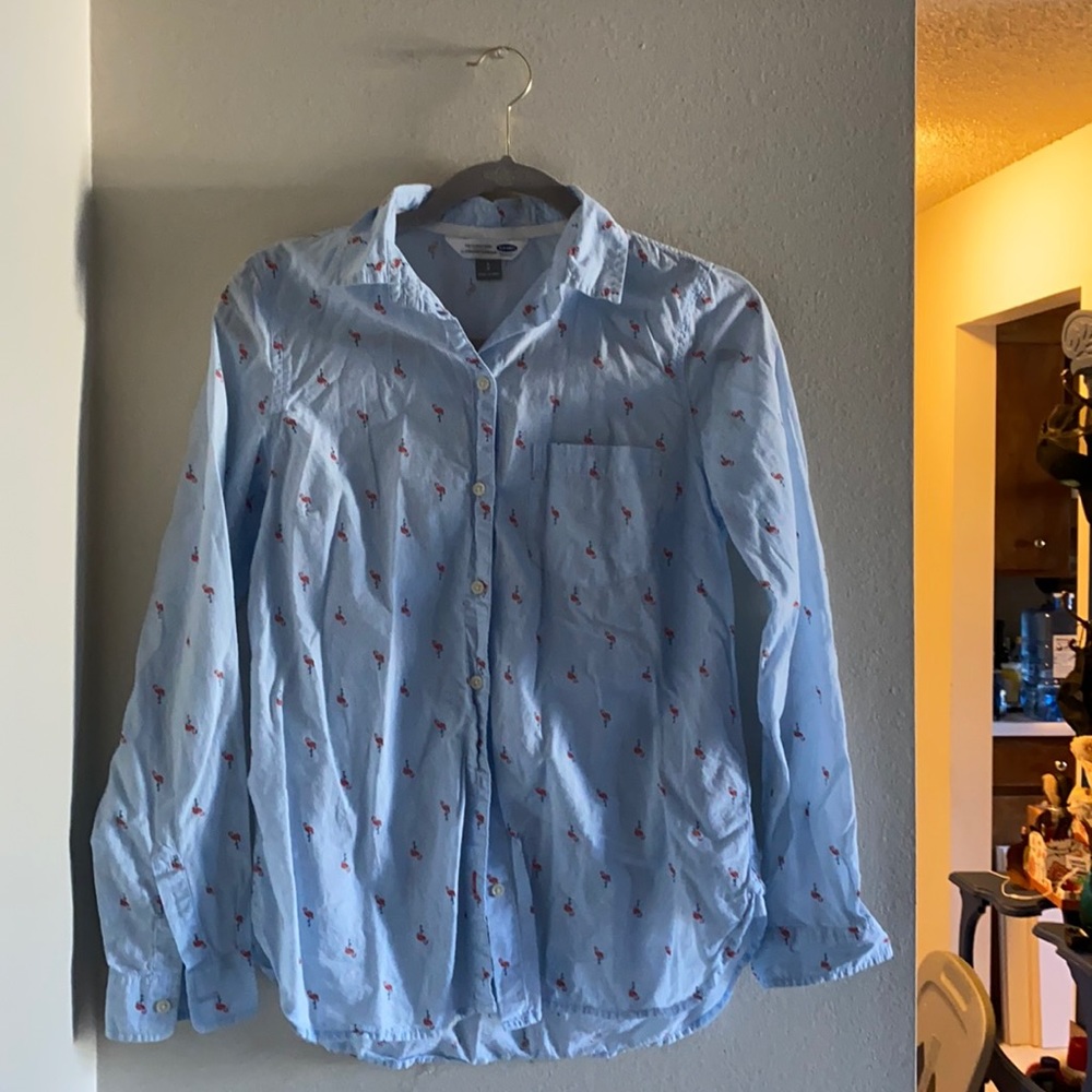 Flamingo/Light Blue Old Navy Button down Small